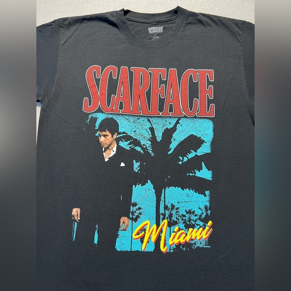 Scarface Miami Tony Montana T-Shirt Large Black Retro Movie Tee 80s - Picture 2 of 5